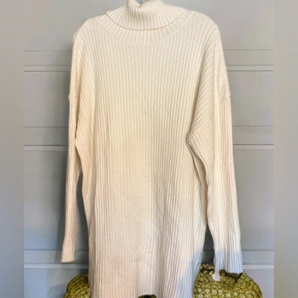 New Women’s Oversized Ribbed Knit Long Sleeve Turtle Neck Casual Dress Sweater - Picture 1 of 3